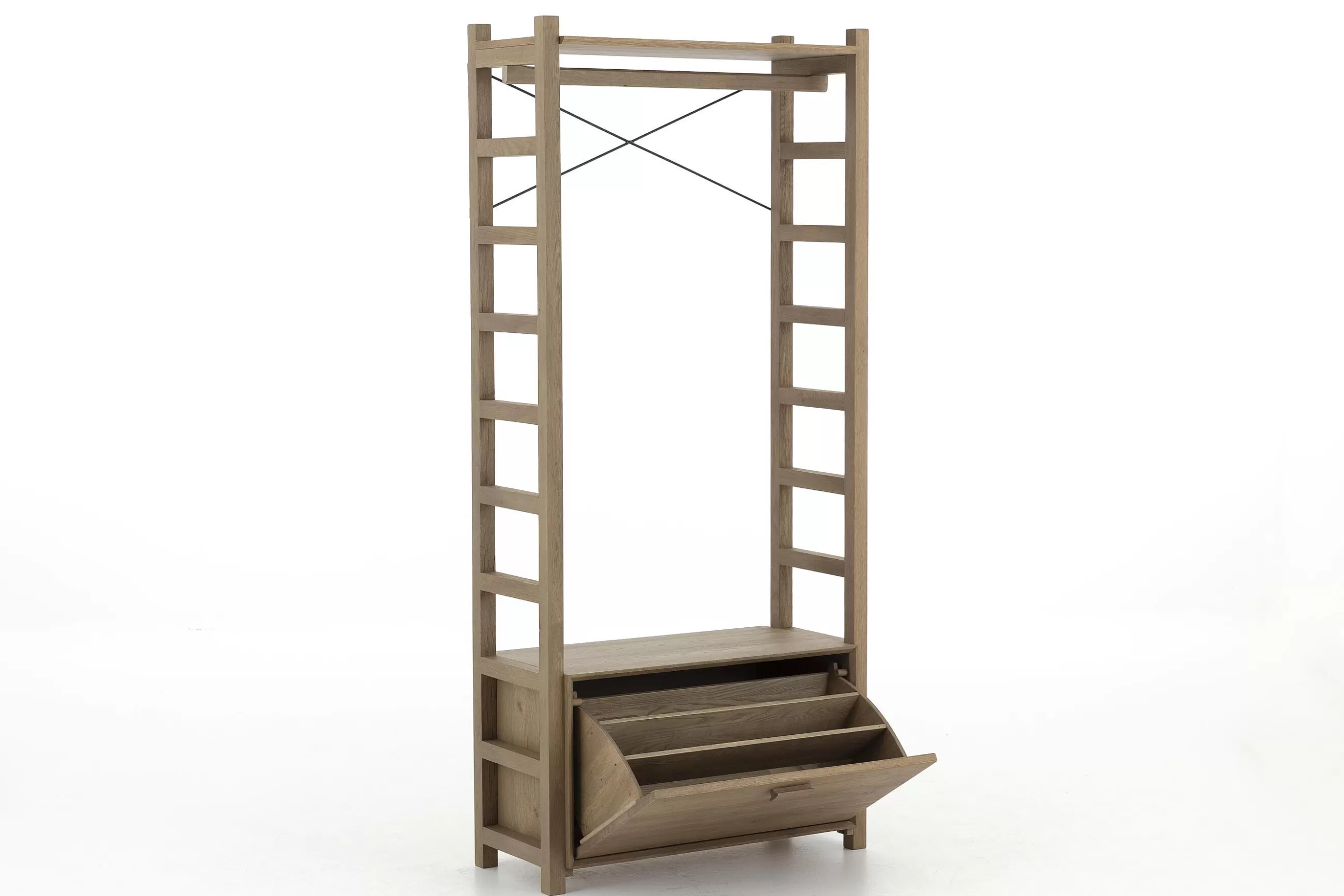 Flamant Aber, Etagere A Chaussures, Chene Patine, Avec Tringle De Placard- Placards