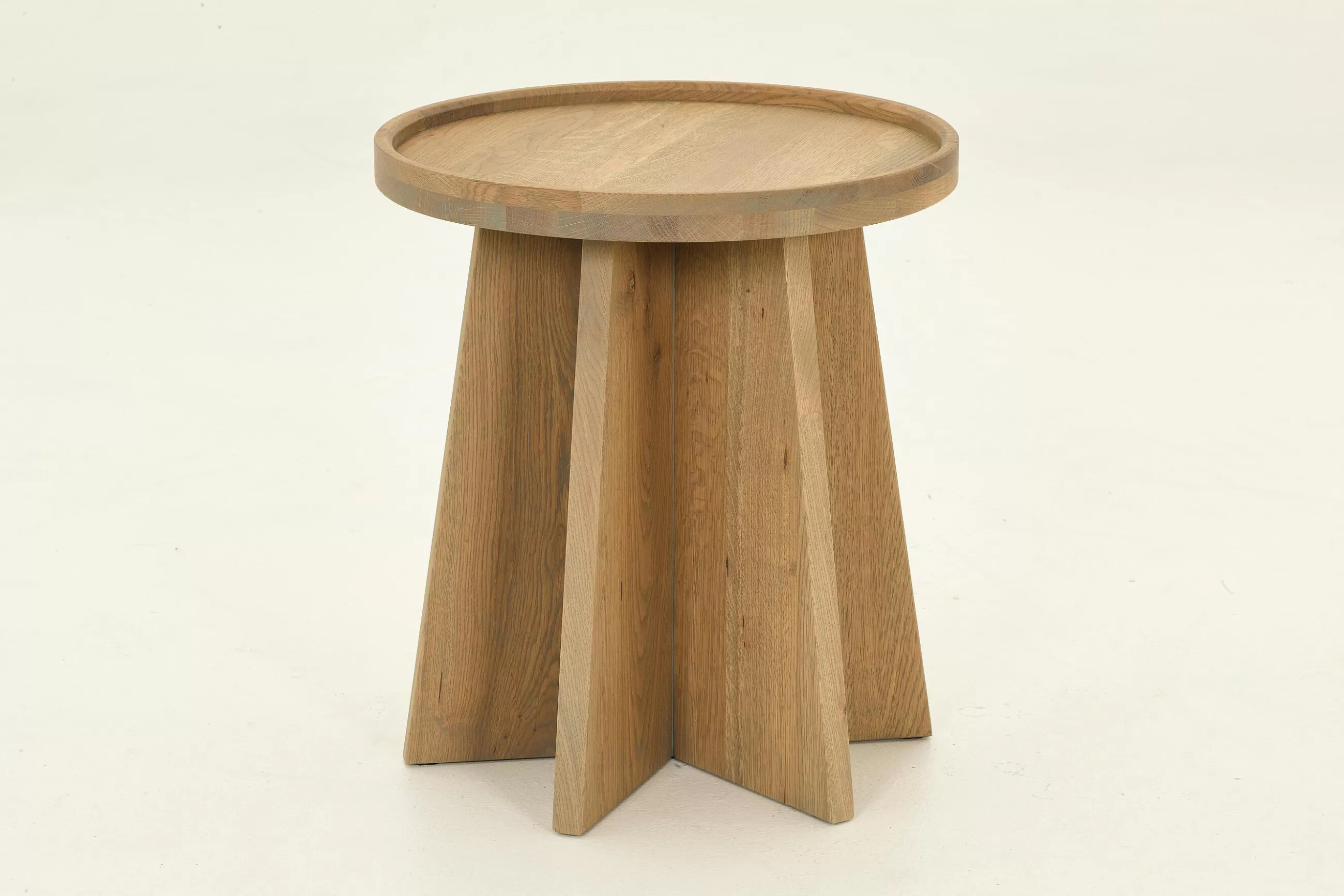 Flamant Argent, Table D'Appoint, Chene Patine, Ronde- Table A Cafe