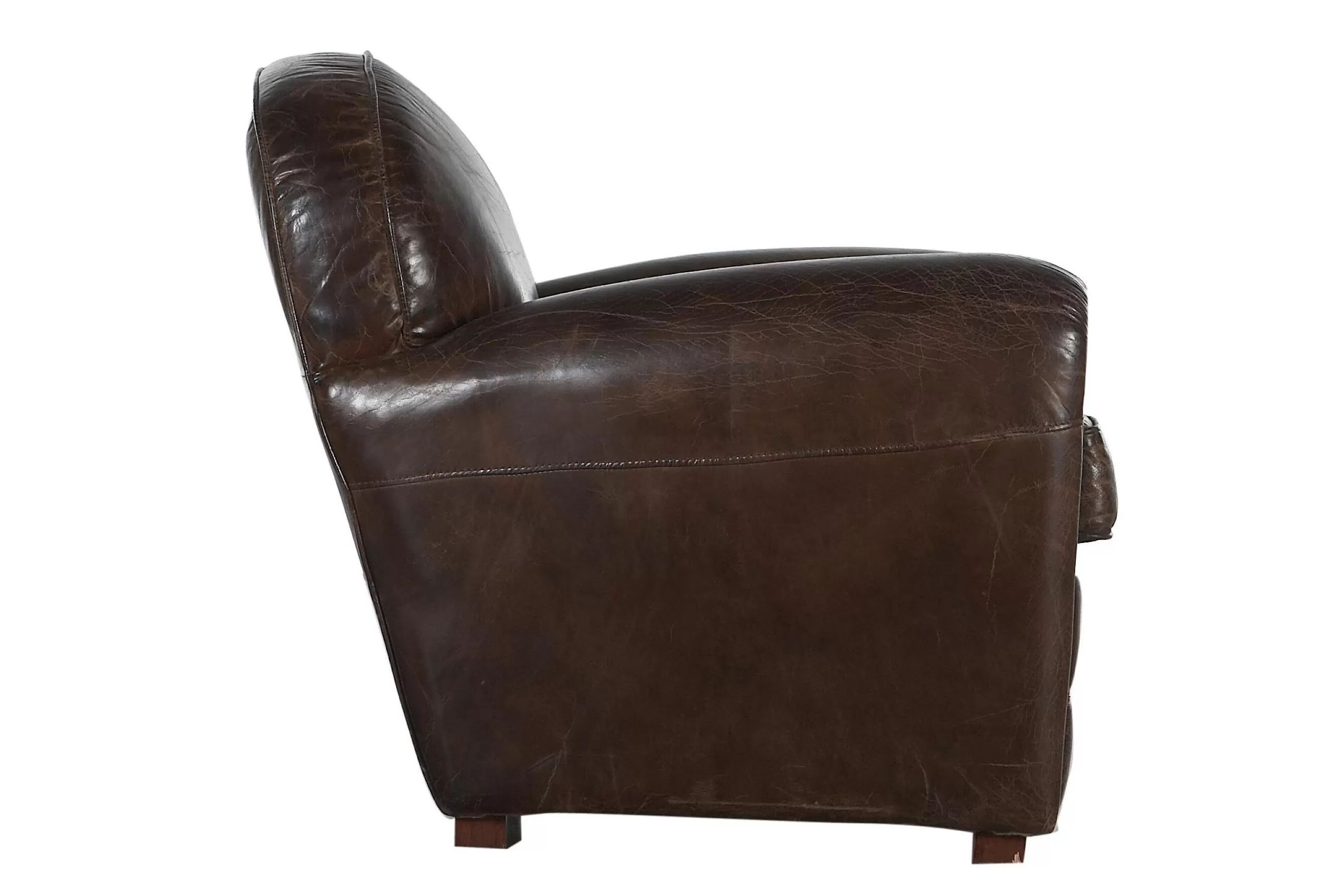 Flamant Burnham, Fauteuil Club, Marron Fonce, Cuir- Canapés