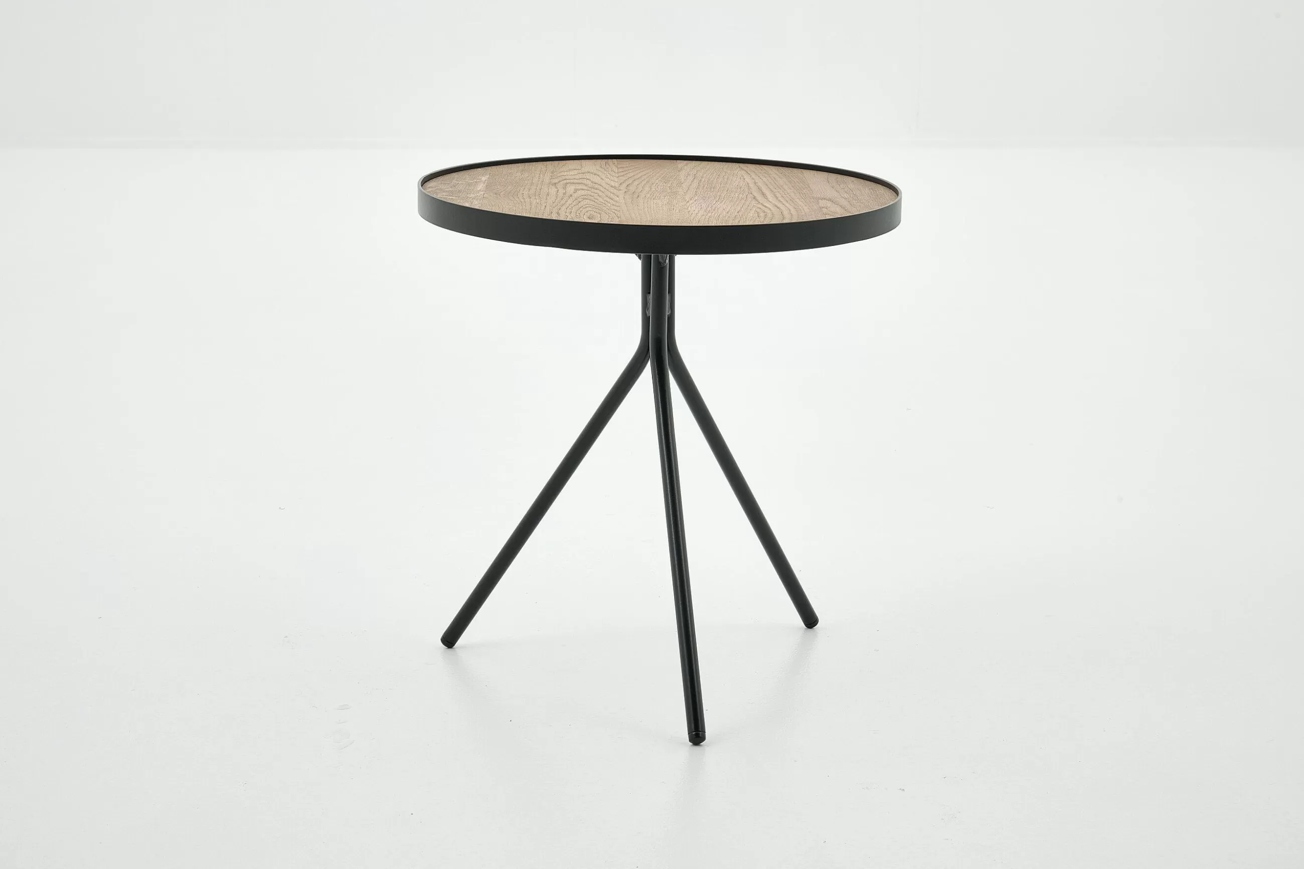 Flamant Madison, Table D'Appoint, Chene Et Metal, Ronde, 45 Cm, Marron Clair- Table A Cafe