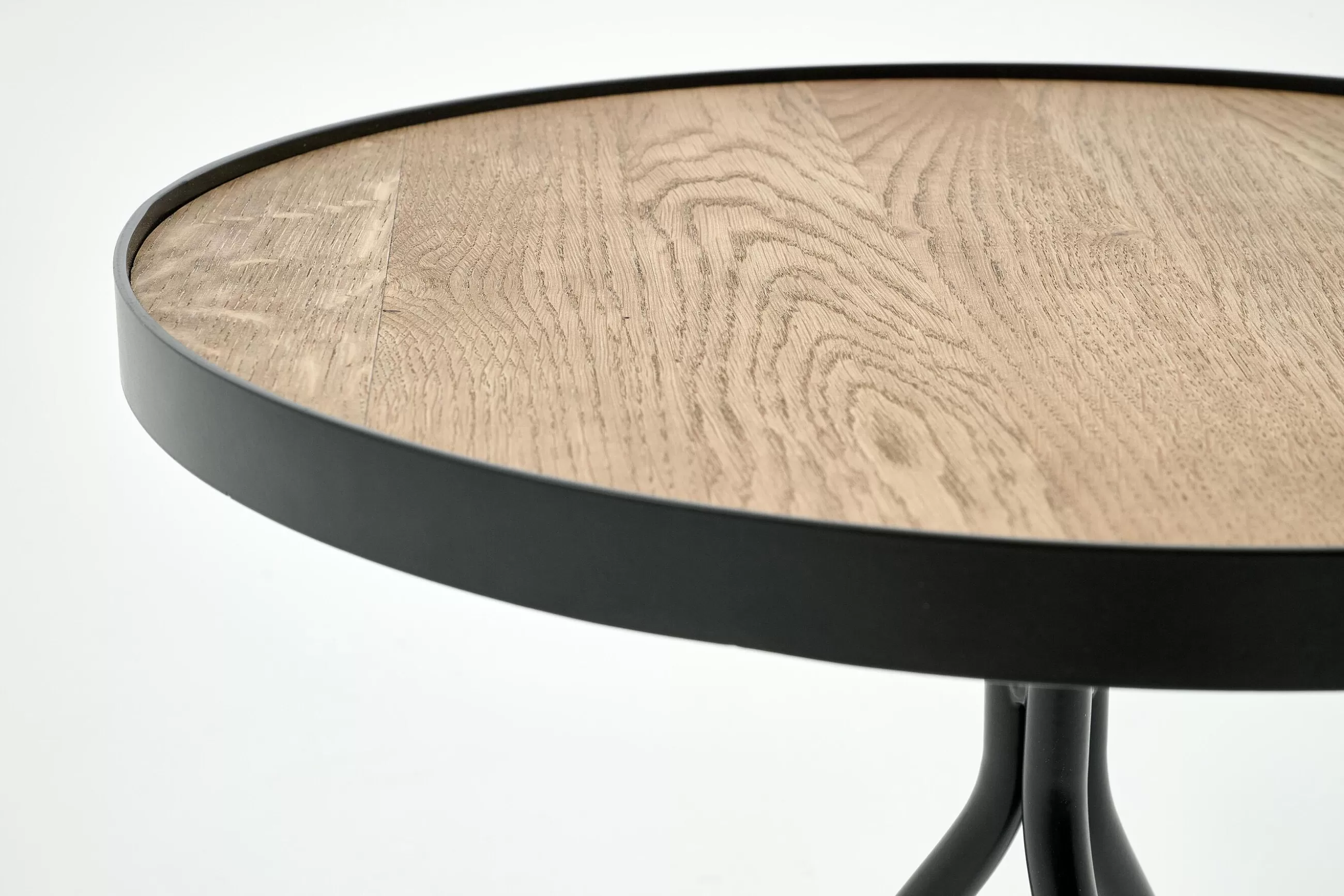 Flamant Madison, Table D'Appoint, Chene Et Metal, Ronde, 45 Cm, Marron Clair- Table A Cafe