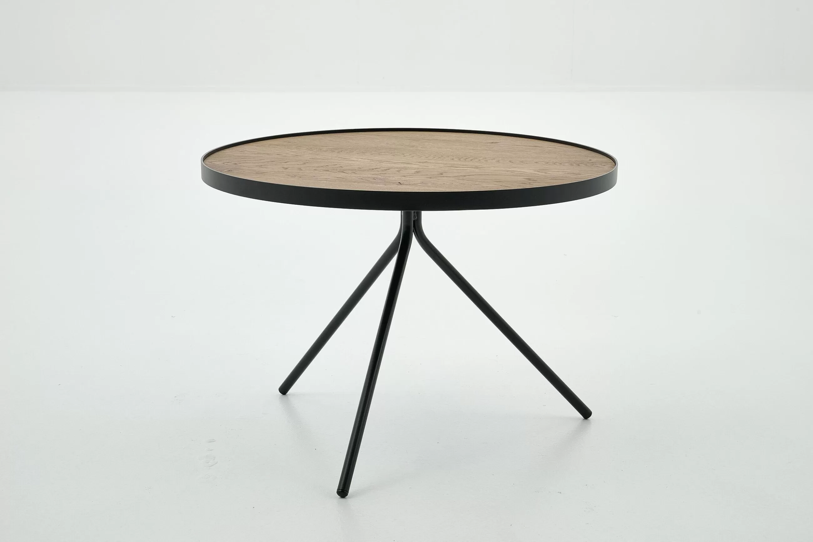 Flamant Madison, Table D'Appoint, Chene Et Metal, Ronde, 60 Cm, Marron Clair- Table A Cafe