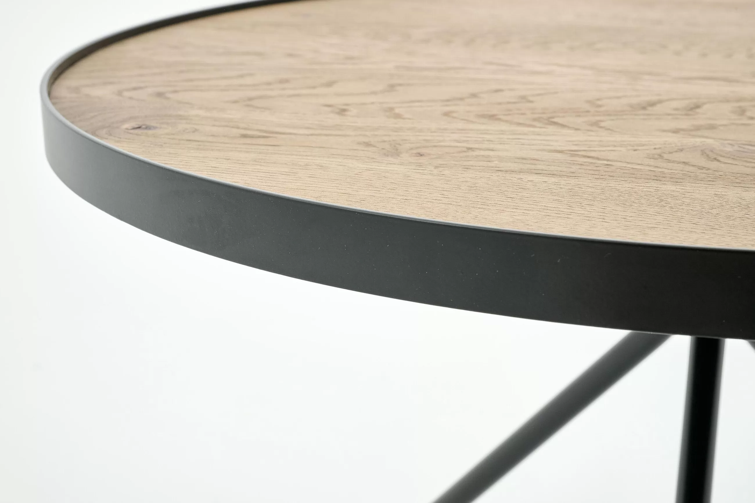 Flamant Madison, Table D'Appoint, Chene Et Metal, Ronde, 60 Cm, Marron Clair- Table A Cafe
