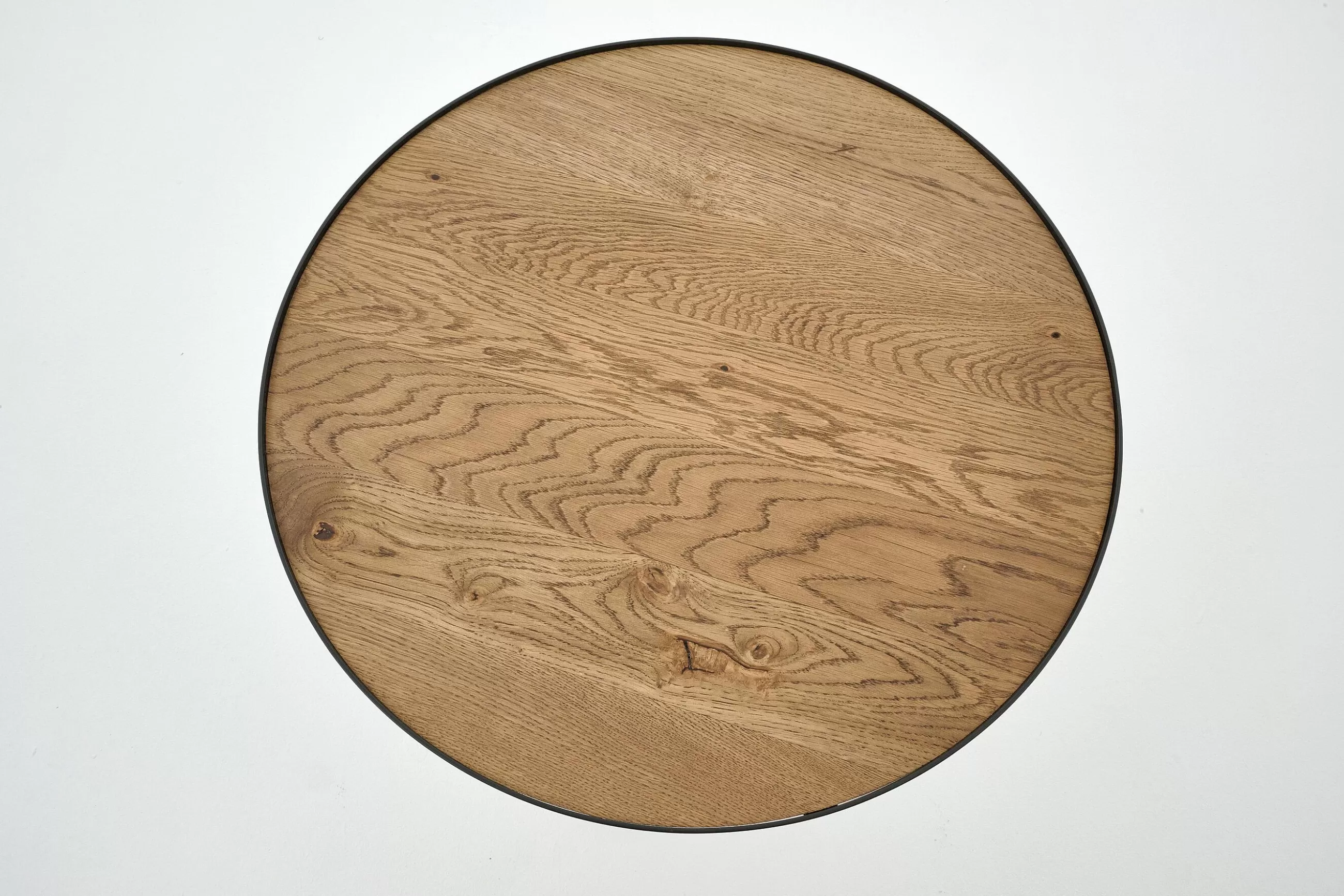 Flamant Madison, Table D'Appoint, Chene Et Metal, Ronde, 60 Cm, Marron Clair- Table A Cafe