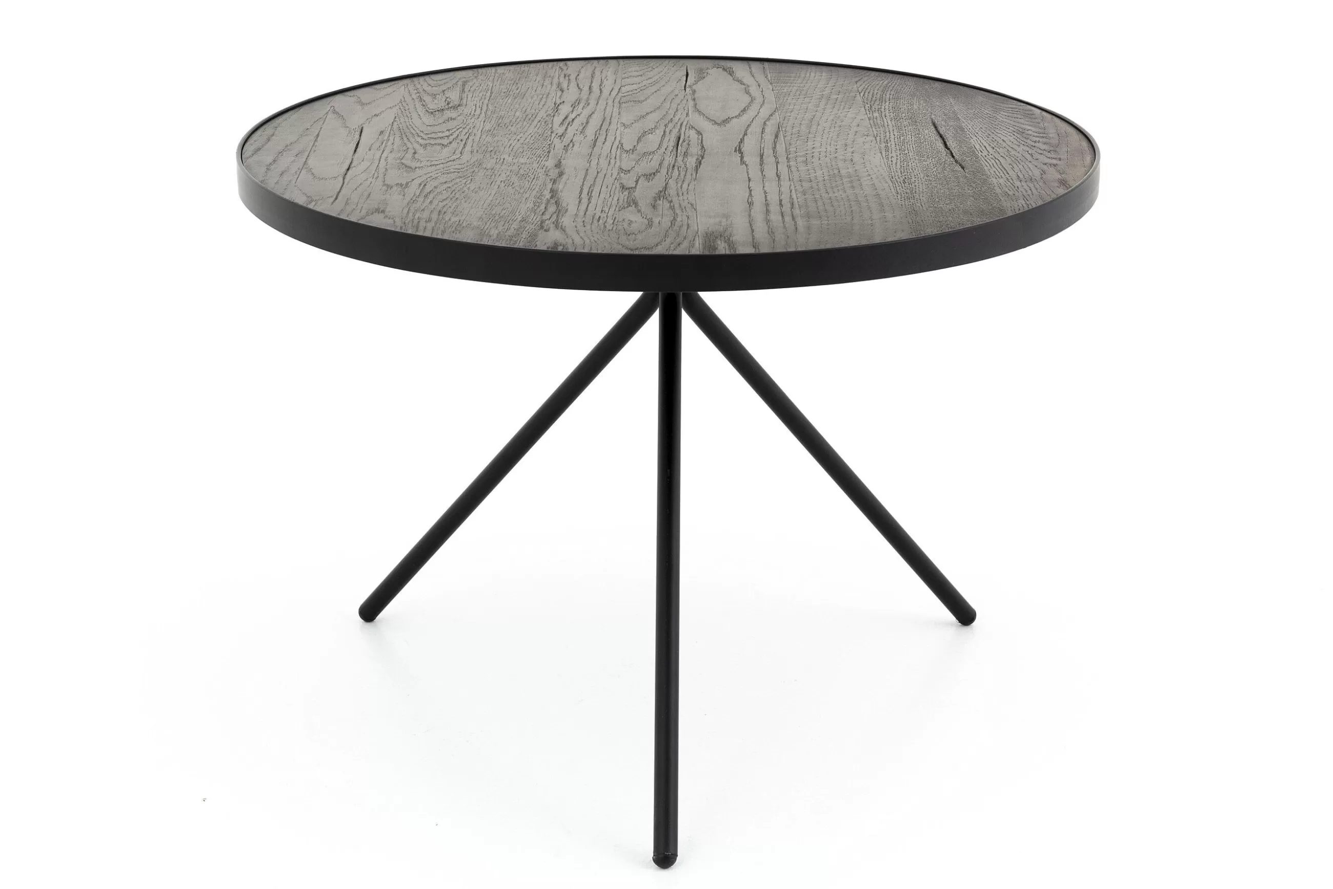 Flamant Madison, Table D'Appoint, Chene Et Metal, Ronde, 60 Cm, Marron Fonce- Table A Cafe
