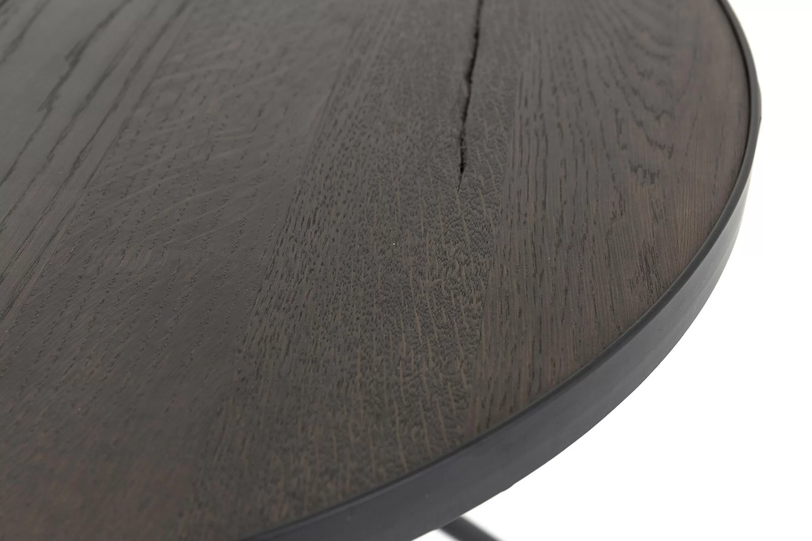 Flamant Madison, Table D'Appoint, Chene Et Metal, Ronde, 60 Cm, Marron Fonce- Table A Cafe