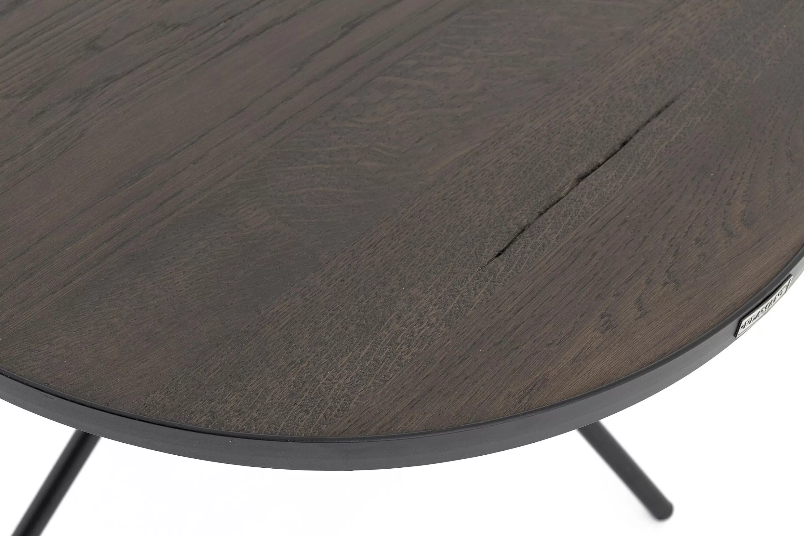 Flamant Madison, Table D'Appoint, Chene Et Metal, Ronde, 60 Cm, Marron Fonce- Table A Cafe