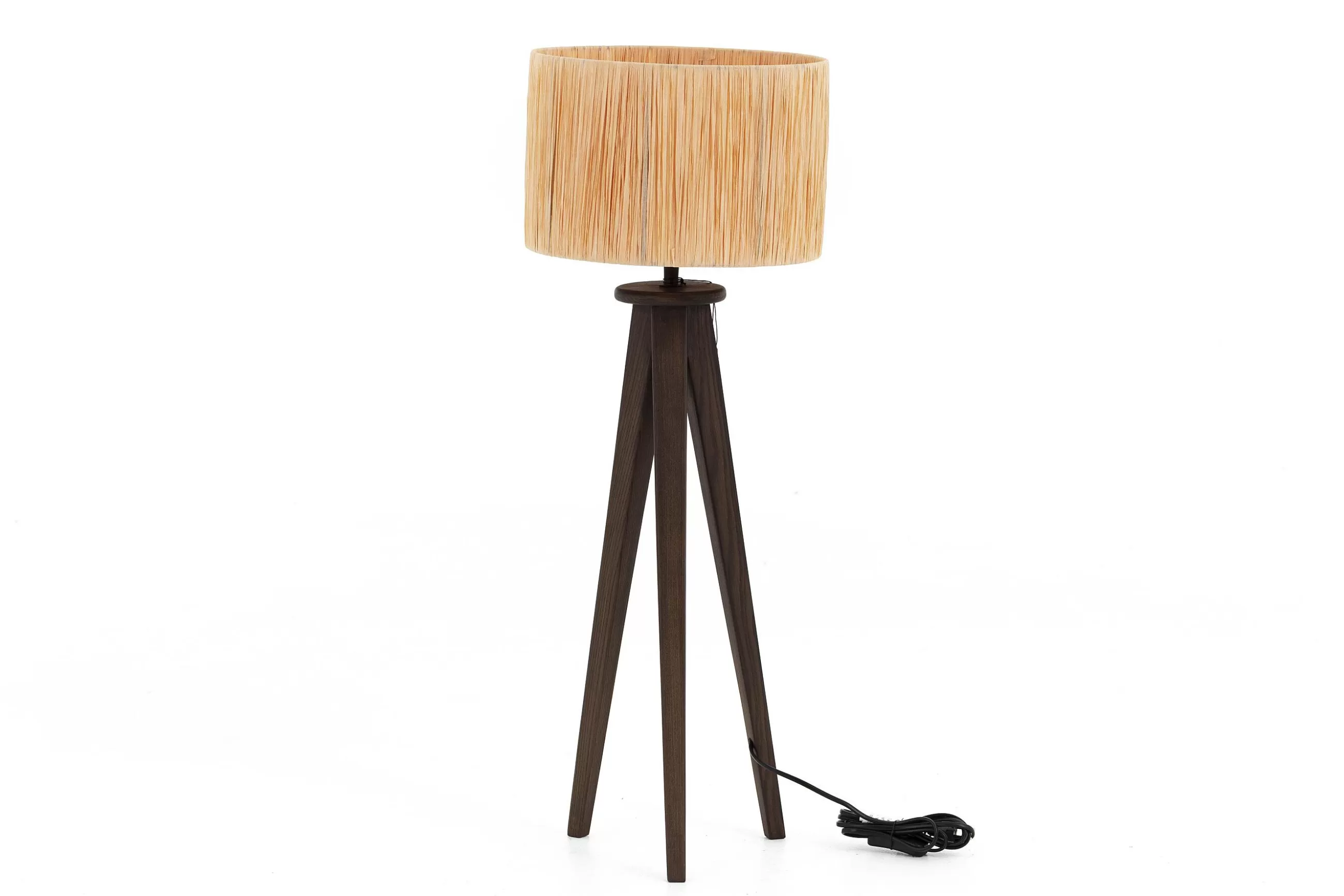 Flamant Maeve, Lampe De Table Avec Abat-Jour, Bois Et Raphia- Eclairage