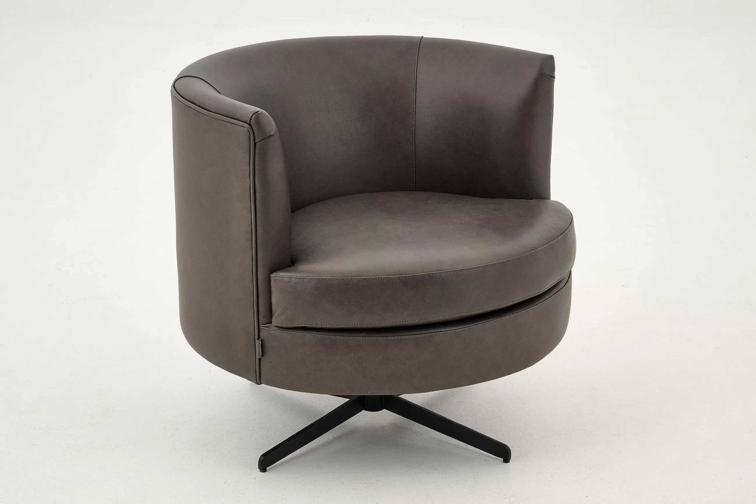 Flamant Marchetti, Fauteuil, Cuir Noir, Rotatif- Canapés