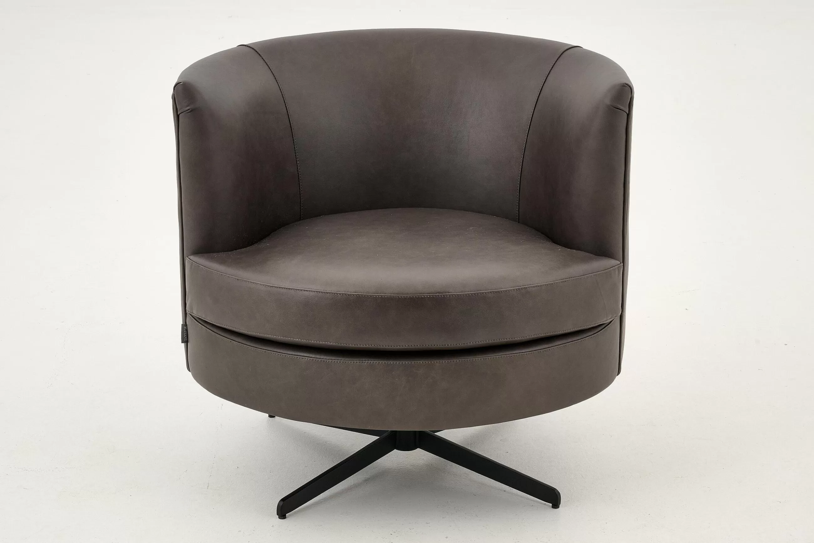 Flamant Marchetti, Fauteuil, Cuir Noir, Rotatif- Canapés