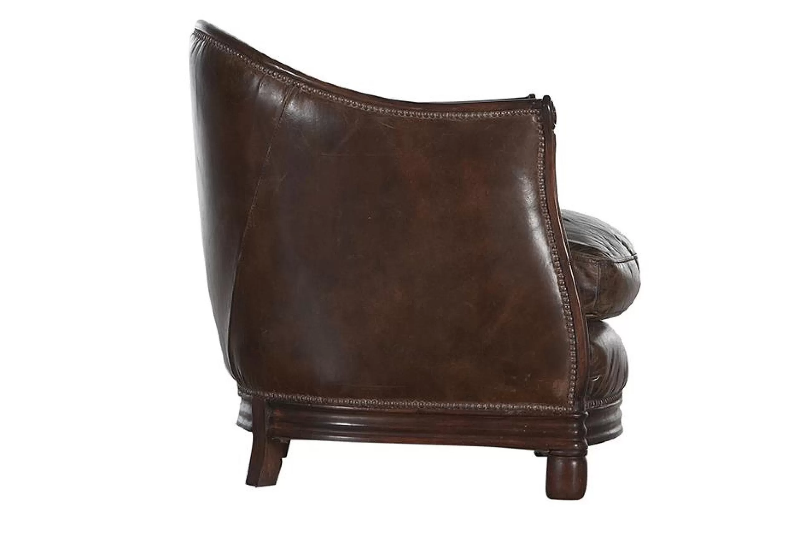 Flamant Melbury, Fauteuil Club, Marron Fonce, Cuir- Canapés