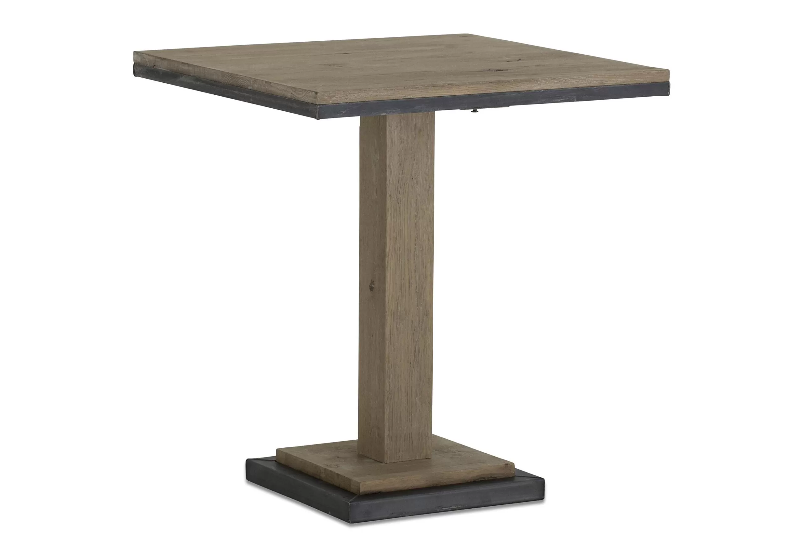 Flamant Rendus, Table De Bistrot, Chene Patine Et Fer, 80 Cm- Tables A Manger