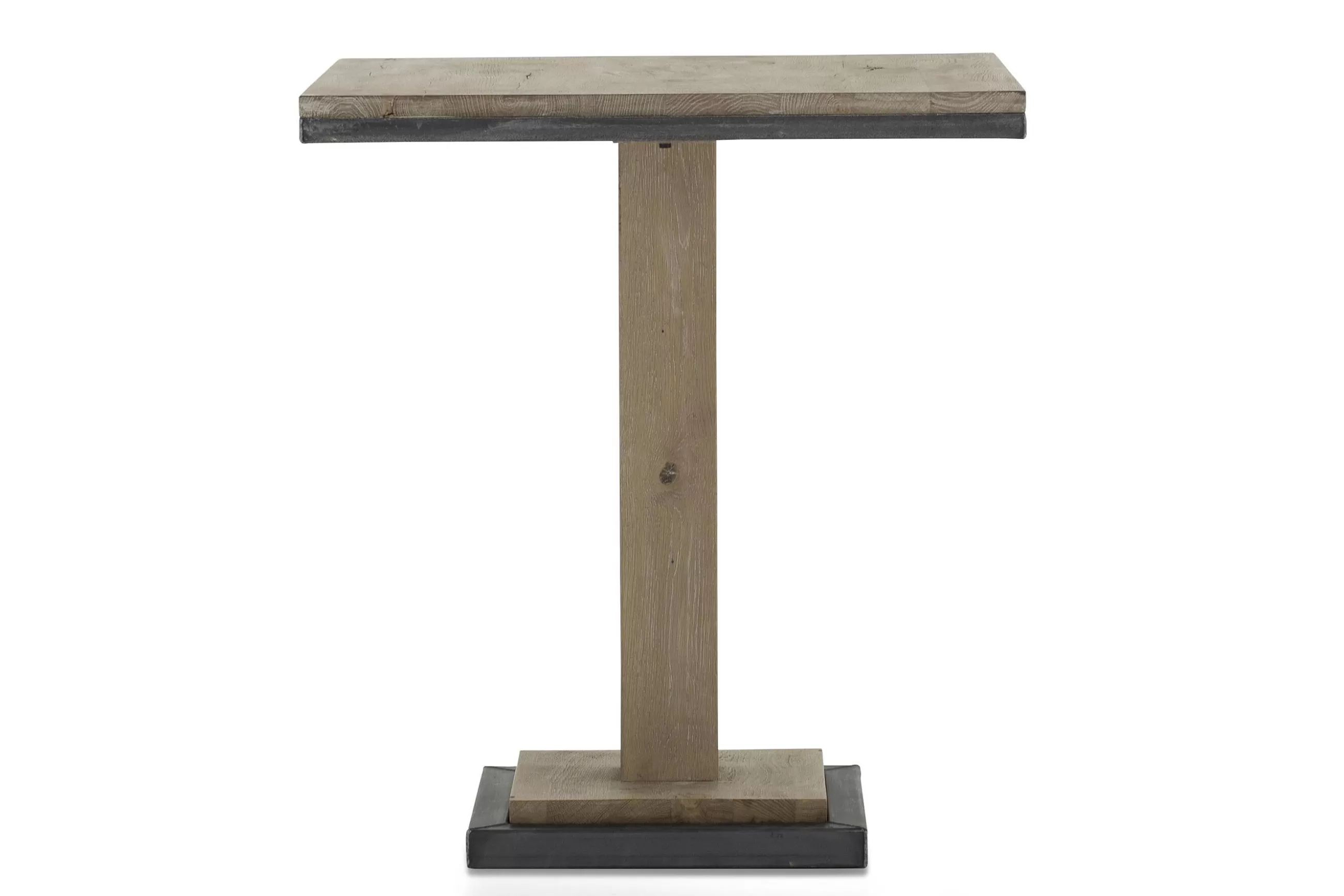 Flamant Rendus, Table De Bistrot, Chene Patine Et Fer, 80 Cm- Tables A Manger