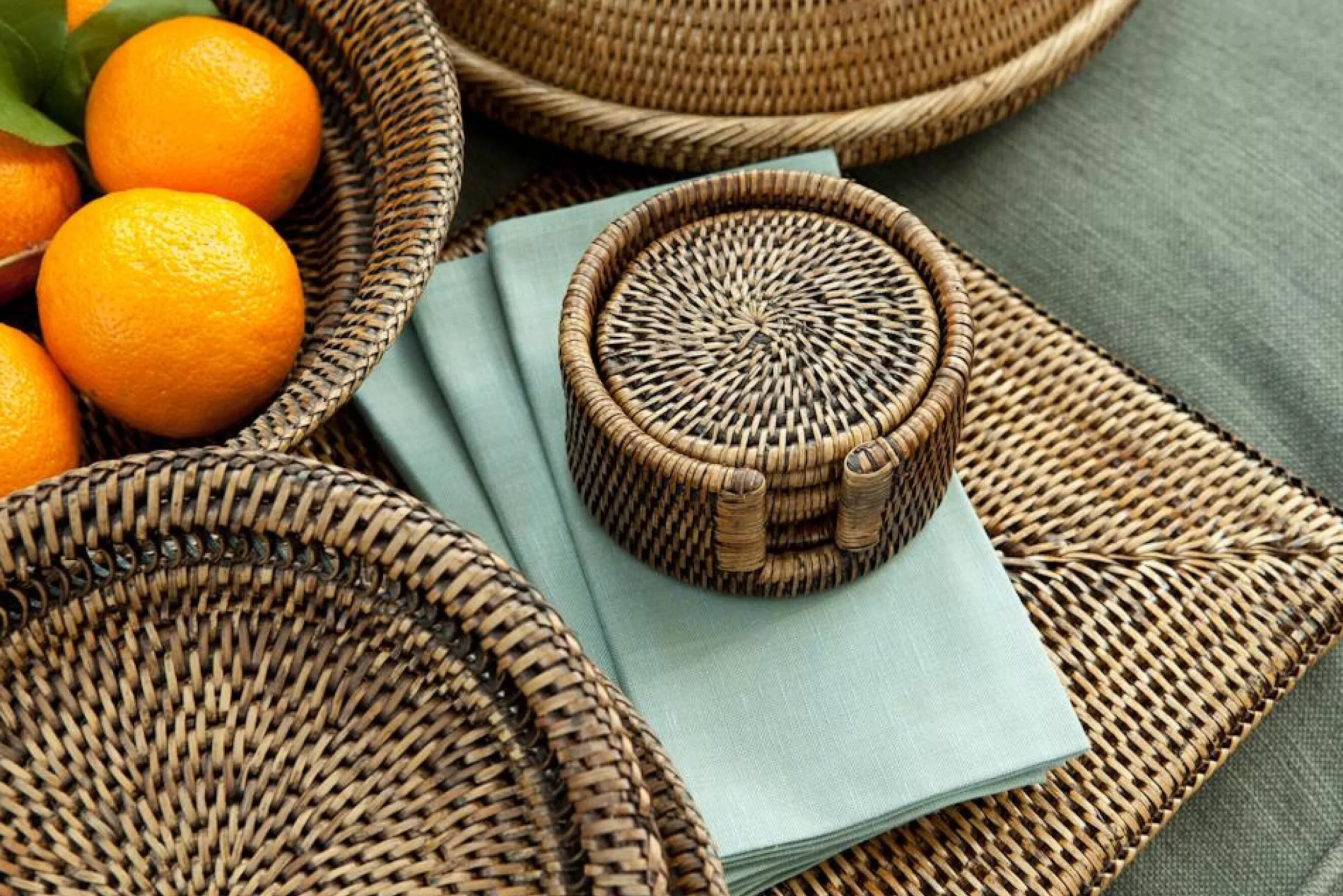 Flamant Togo, Set De Table, Roseau, Rectangulaire- Textiles De Salle A Manger Et De Cuisine